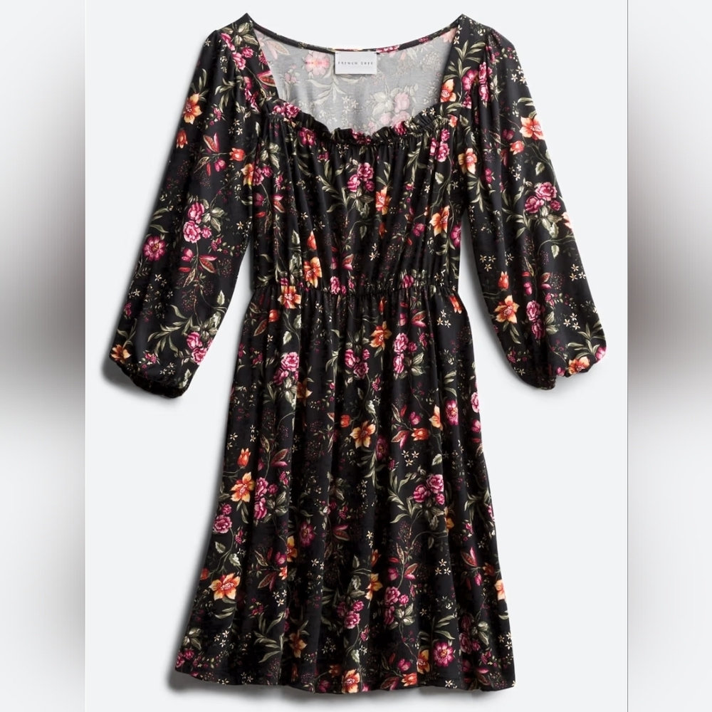 French Grey- Alanna 3Q Sleeve Milkmaid Knit Dress
